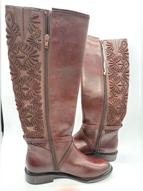 Gianni Bini Brown Embroidered Leather Boots